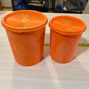 Tupperware canisters (two pieces) vintage orange!